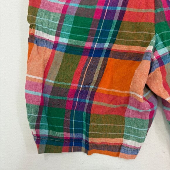 Polo Golf Ralph Lauren Men's 34 Madras Plaid 100% Linen Bermuda Shorts - Picture 9 of 15